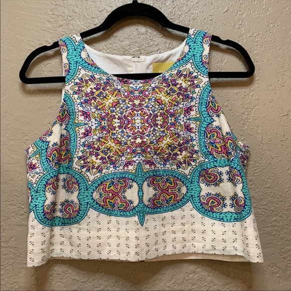Anthropologie | Maeve Blue Paisley Zipper Tank - Picture 3 of 5